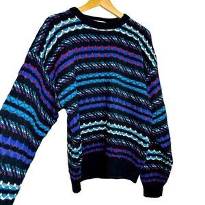 EXPRESSIONS Brand Vintage Multicolor Striped 90’s Crewneck Sweater Size Large